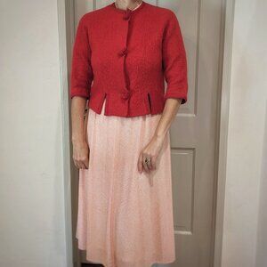 RARE 1950s Flat Knits by Marie Philips 100% Worsted Wool Cropped Jacket, Sz 6 /M